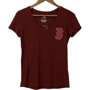 5th & Ocean MLB BOSTON RED SOX Dark Red T-Shirt GREAT CATCH Women's Small